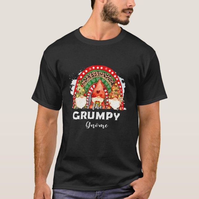 The Grumpy Gnome Matching Family Christmas Rainbow T-Shirt (Front)