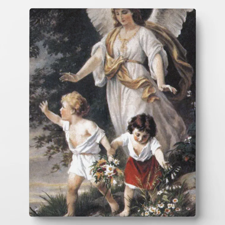 The Guardian Angel And Children Vintage Painting Plaque Zazzle
