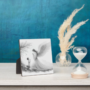 The guardian angel prays with the child Plaque