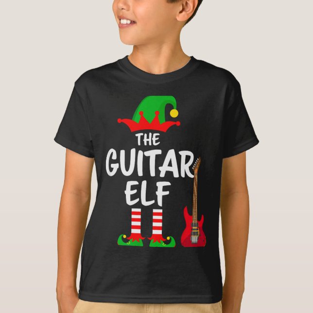 The Guitar Elf Matching Family Christmas  T-Shirt (Front)