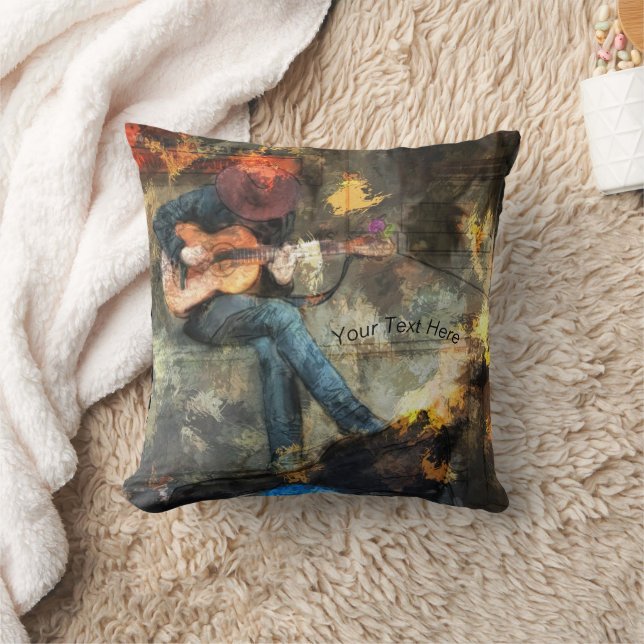 The Guitar Man Throw Pillow (Blanket)