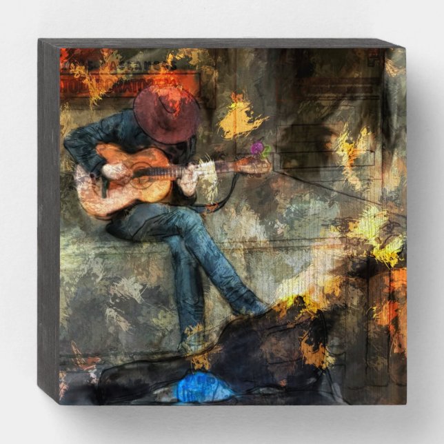 The Guitar Man Wooden Box Sign (Front Horizontal)