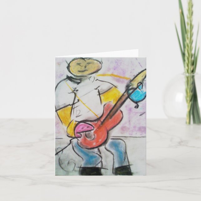 The Guitar Player  Pastel Note Card  By Brad Hines (Front)