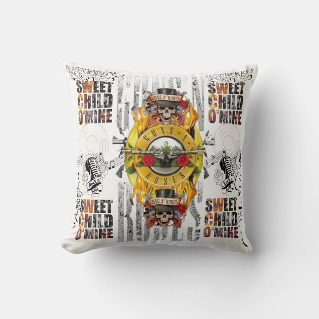 THE GUNS AND ROSES decorative cuin collection Throw Pillow (Front)