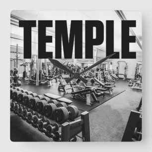 The Gym Is My TEMPLE - Bodybuilding Motivational Square Wall Clock