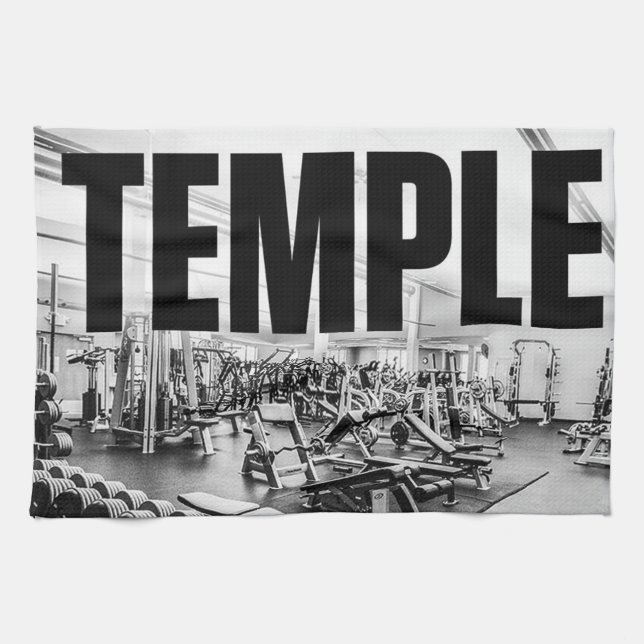 The Gym Is My TEMPLE - Bodybuilding Motivational Towel (Horizontal)