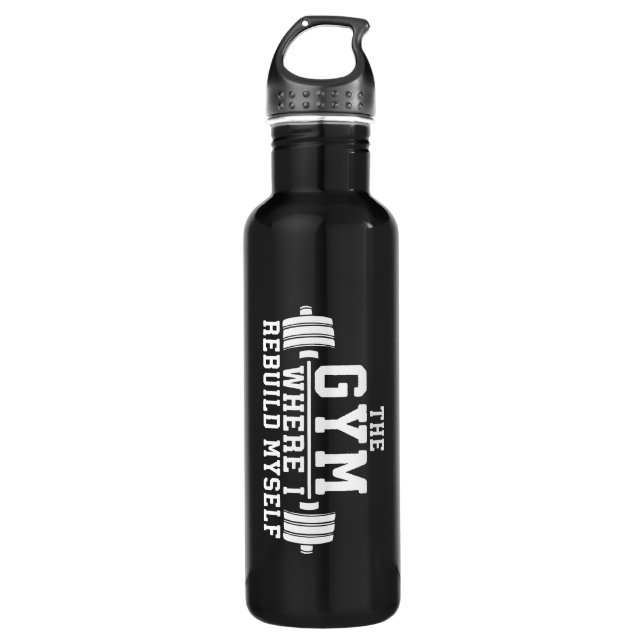 The Gym - Rebuild Myself - Workout Inspirational Water Bottle (Front)