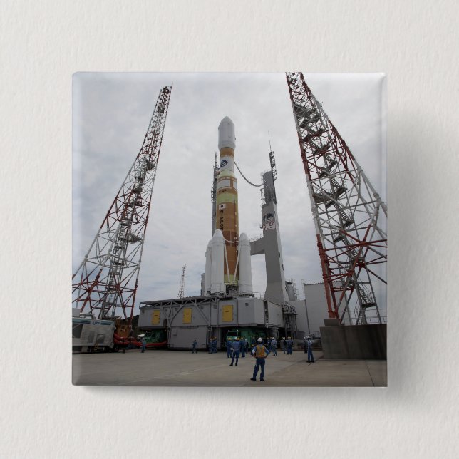The H-IIB rocket on the launch pad Pinback Button (Front)