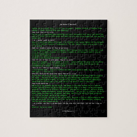 The Hacker's Manifesto Jigsaw Puzzle