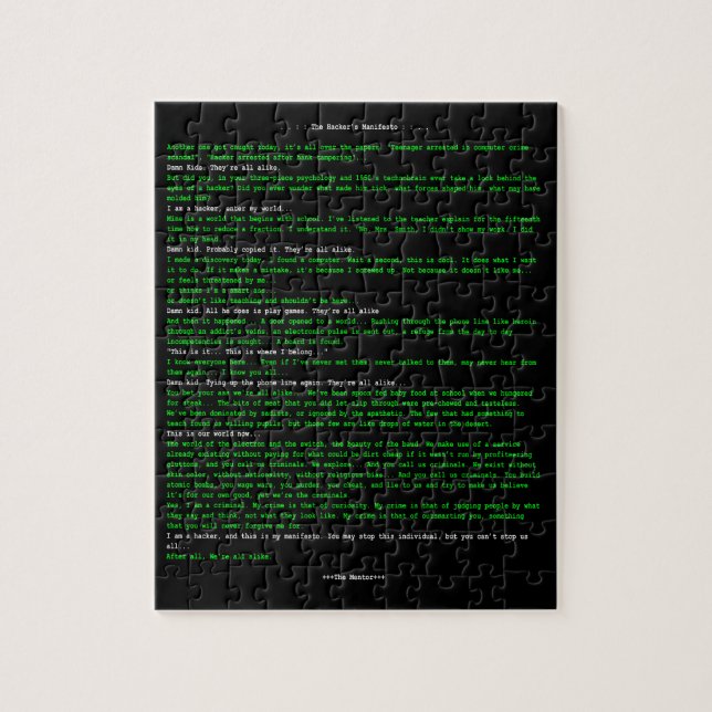 The Hacker's Manifesto Jigsaw Puzzle (Vertical)