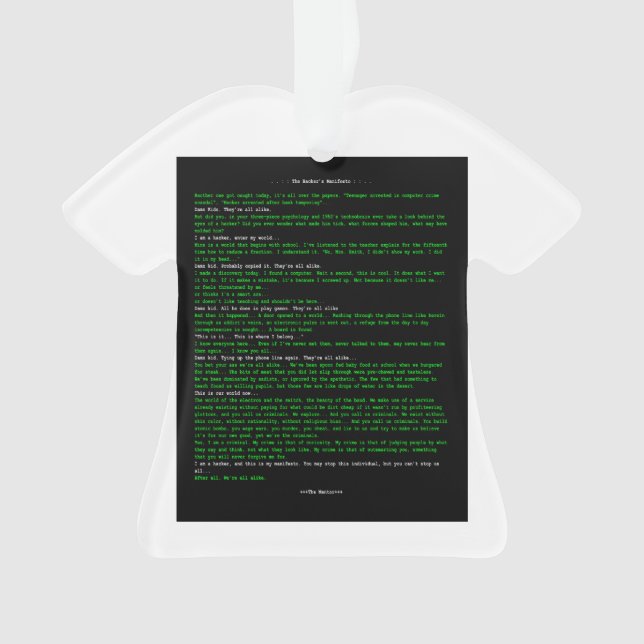 The Hacker's Manifesto Ornament (Front)