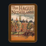 The Hague Netherlands Illustration Travel Art Magnet<br><div class="desc">The Hague retro vector travel design. The Hague is a city on the North Sea coast of the western Netherlands.</div>