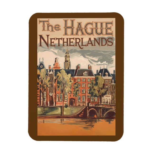 The Hague Netherlands Illustration Travel Art Magnet (Vertical)