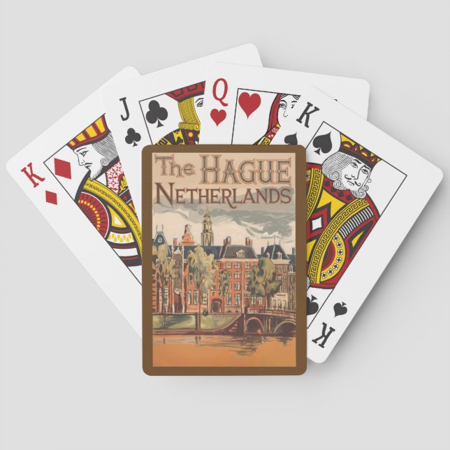 The Hague Netherlands Illustration Travel Art Poker Cards (Back)