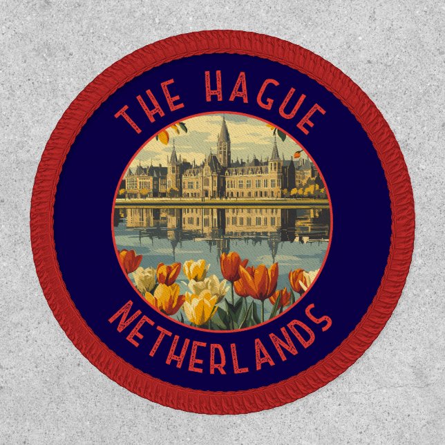 The Hague Netherlands Retro Distressed Circle Patch (Front)