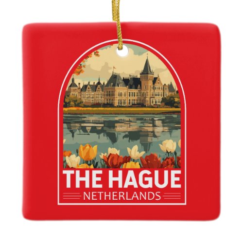 The Hague Netherlands Travel Art Emblem Ceramic Ornament