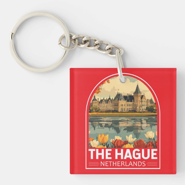 The Hague Netherlands Travel Art Emblem Keychain (Front)