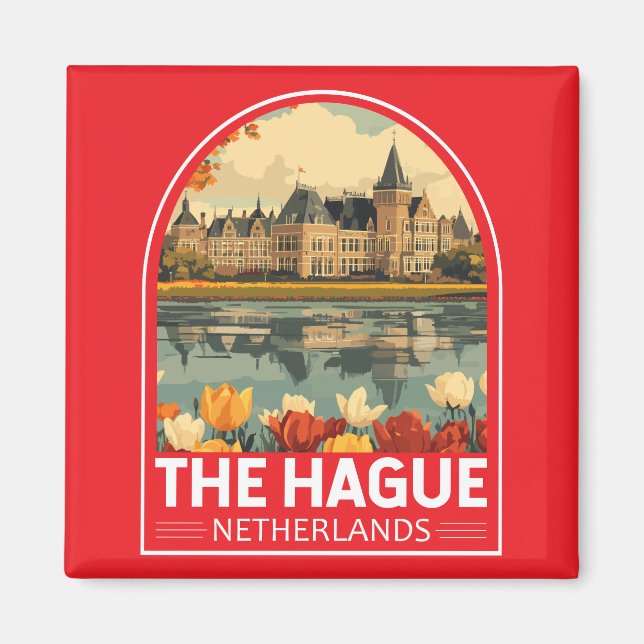 The Hague Netherlands Travel Art Emblem Magnet (Front)