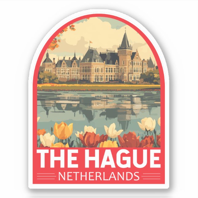 The Hague Netherlands Travel Art Emblem Sticker (Front)