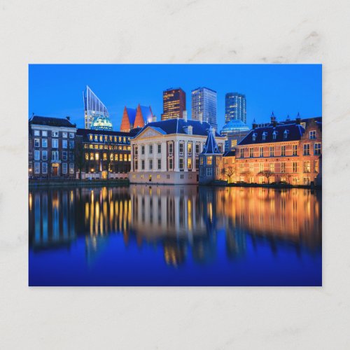 The Hague skyline at blue hour postcard