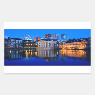 The Hague skyline at blue hour rectangular sticker