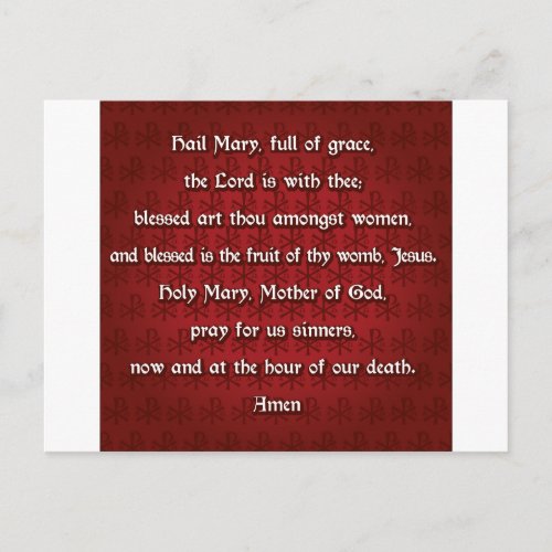 The Hail Mary Prayer in traditional English Postcard