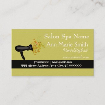 The Hair Stylist Blow Dryer Forest Green Appointment Card by 911business at Zazzle