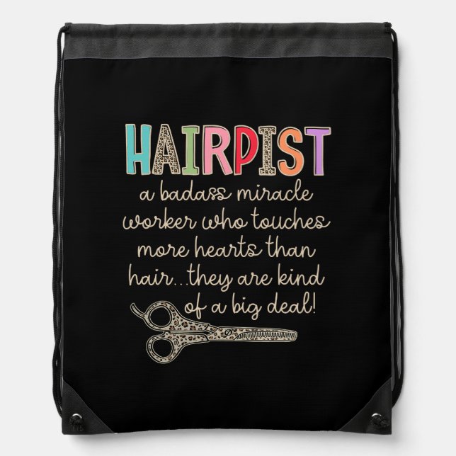 The Hairapist Hairdresser Definition Funny Hair St Drawstring Bag (Front)