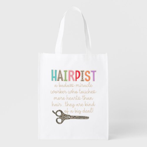 The Hairapist Hairdresser Definition Funny Hair St Grocery Bag