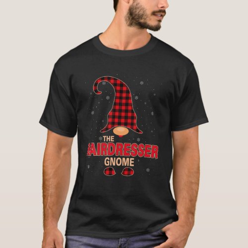 The Hairdresser Gnome Christmas Red Buffalo Plaid T_Shirt