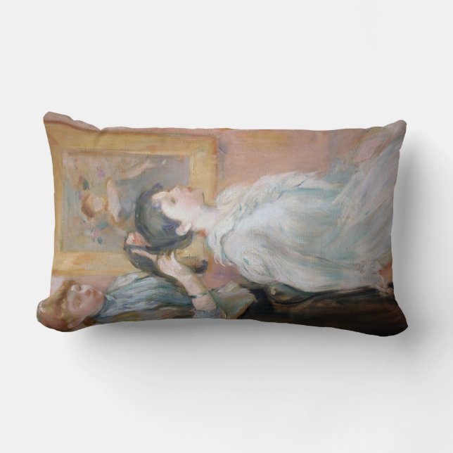 The Hairstyle (by Berthe Morisot) Lumbar Pillow (Front)