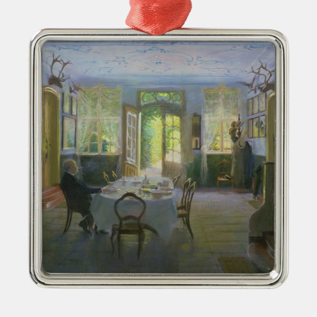 The Hall of the Manor House in Waltershof, 1894 Metal Ornament (Front)