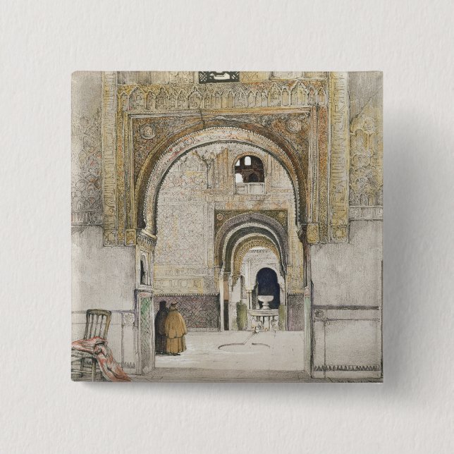The Hall of the Two Sisters (Sala de las dos Herma Pinback Button (Front)