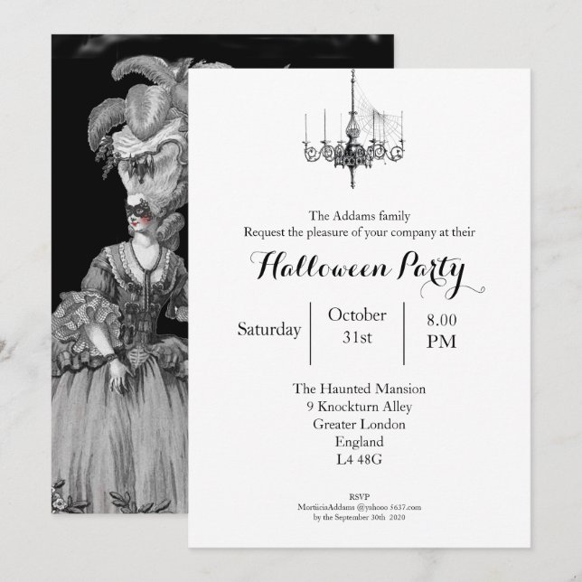 the Halloween Ball (Noir) Invitation (Front/Back)