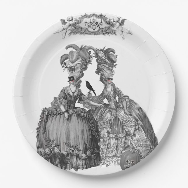 The Halloween Ball (white background) Paper Plates (Front)