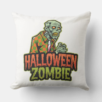 The Halloween Green Zombie Throw Pillow: Creepy Ne Pillow