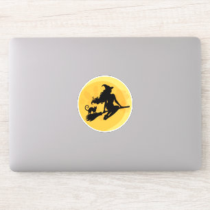 The Halloween Witch and Cat Moon Sticker
