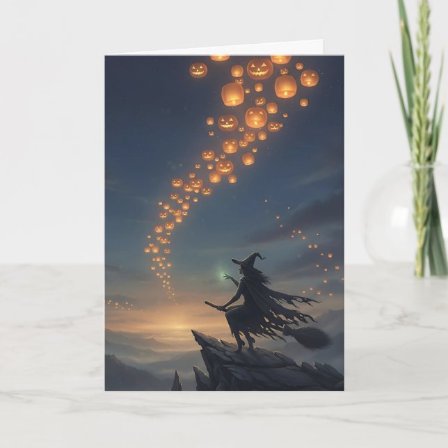 The Halloween Witch’s Sky Lanterns Card (Front)