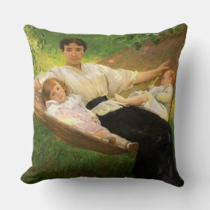 “The Hammock” by Joseph De Camp Throw Pillow