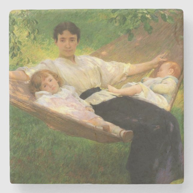 The Hammock (by Joseph DeCamp) Stone Coaster (Front)