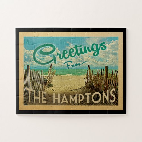 The Hamptons Beach Vintage Travel Jigsaw Puzzle