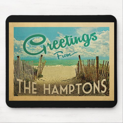 The Hamptons Beach Vintage Travel Mouse Pad