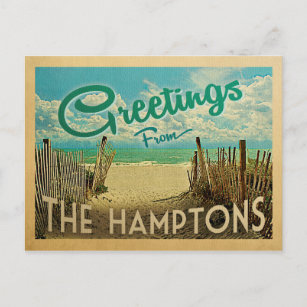The Hamptons Beach Vintage Travel Postcard