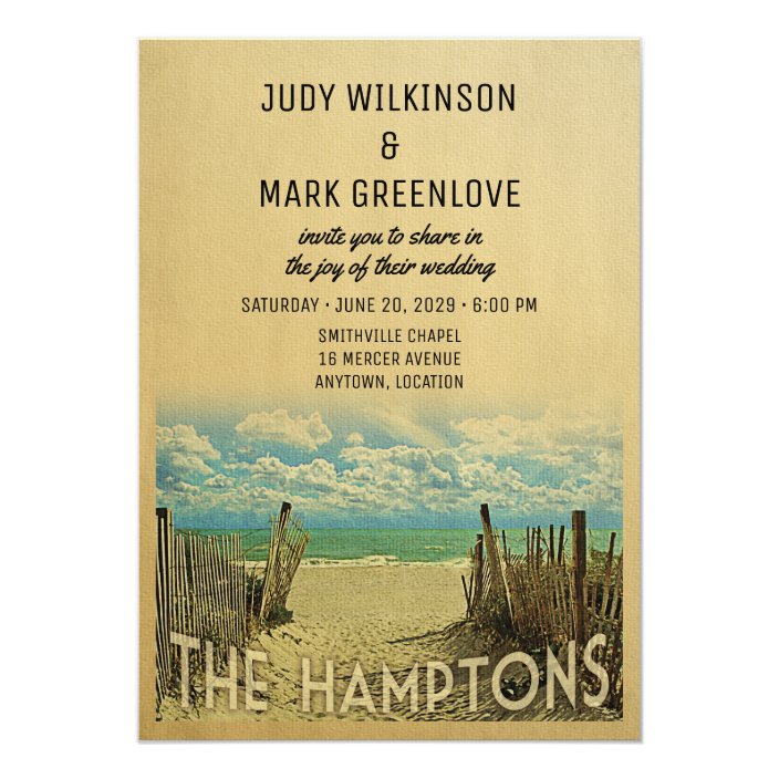 The Hamptons Beach Vintage Wedding Invitation Zazzle Com