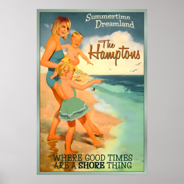 The Hamptons Long Island New York Poster New Retro (Front)