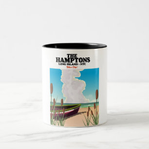 The Hamptons Long island NYC, travel poster. Two-Tone Coffee Mug