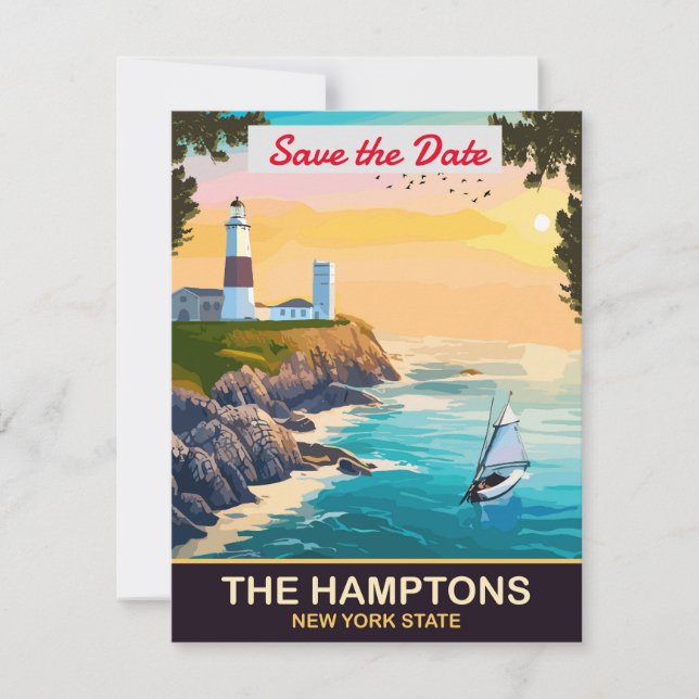 The Hamptons New York Coastal Wedding Invitation (Front)