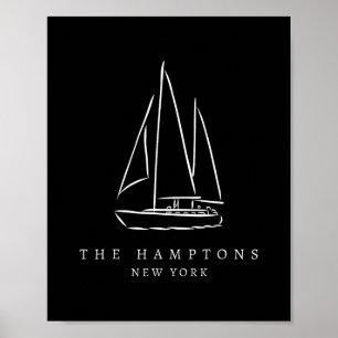 The Hamptons New York Yacht Club Sailing Souvenir Poster
