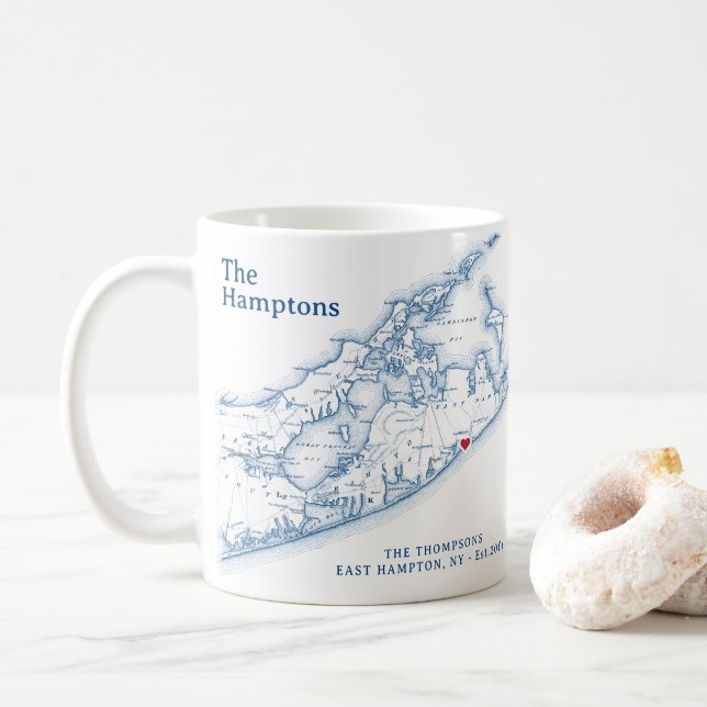 The Hamptons NY Gift Coffee Mug (With Donut)