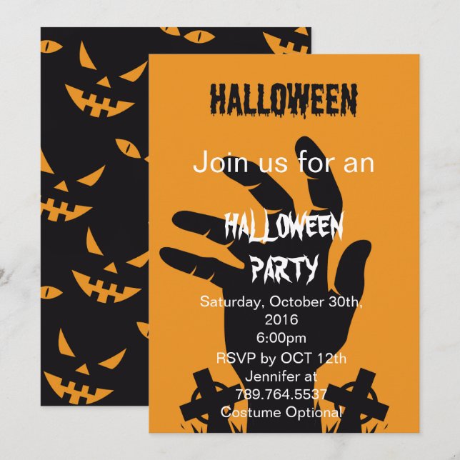 The hand Halloween party Invitation (Front/Back)